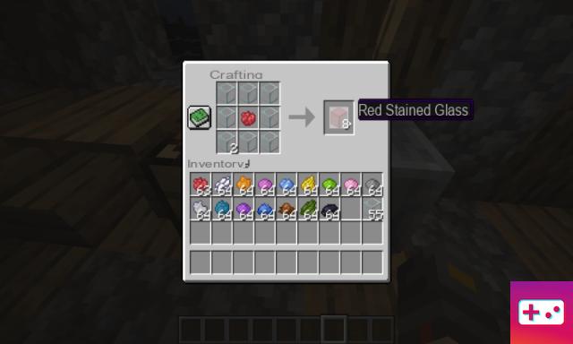 Cómo hacer un vitral rojo en Minecraft