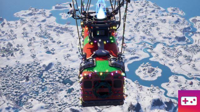 The Fortnite map is completely covered in snow