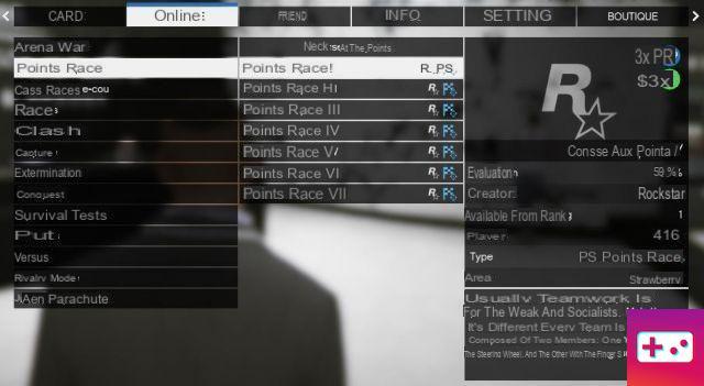 Points race in GTA 5 Online, how to participate?