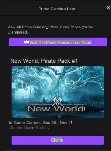 Come collegare il tuo account Amazon Prime Gaming con New World?